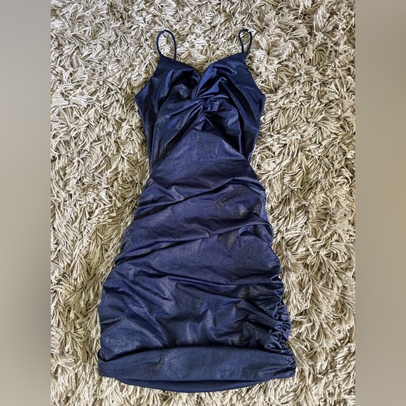 Lucy in the Sky Dresses Lucy In The Sky Talia Glitter Front Twist Dress In Navy Navy Mini